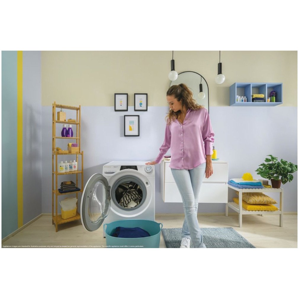 Masina de spalat rufe Candy Rapid'O RO 1486DWMCT/1-S, 8 kg, 1400 RPM, Clasa A, Steam, Motor Speed Drive Inverter, Conectivitate Wi-Fi/hOn app, Quick&Clean Technology, Alb