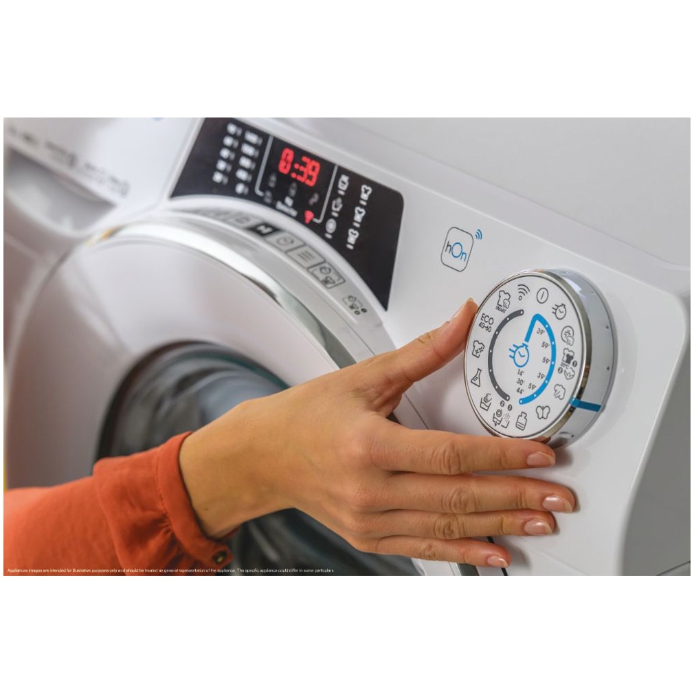 Masina de spalat rufe Candy Rapid'O RO 1486DWMCT/1-S, 8 kg, 1400 RPM, Clasa A, Steam, Motor Speed Drive Inverter, Conectivitate Wi-Fi/hOn app, Quick&Clean Technology, Alb