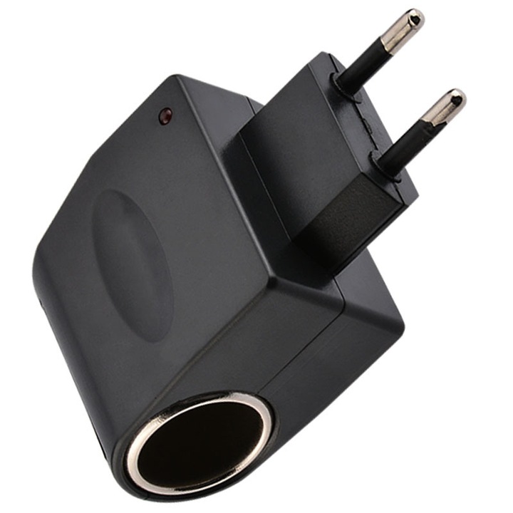 Adaptor Priza Auto, Sunmostar, 220 V AC/12 V DC, 6W, 6x5cm, Negru