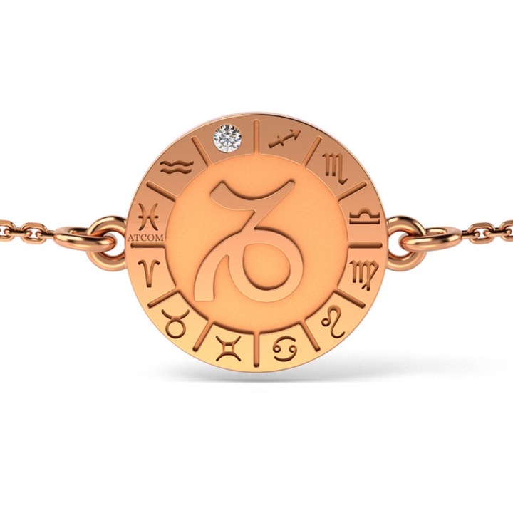 Bratara cu lantisor din aur roz model Capricornus
