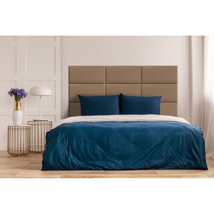 Тапициран панел за 3D декорация на стена 40 х 40 см Бежов