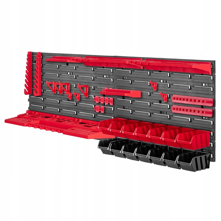 Suport de unelte pentru perete, Kadax, plastic, negru/rosu, 116x39cm, 39 piese