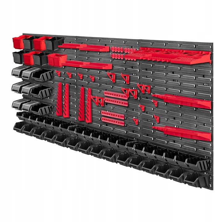 Suport de perete pentru unelte, Kadax, plastic, rosu/negru, 174x78cm, 100 piese
