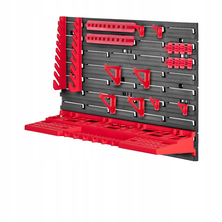 Suport de perete pentru unelte, Kadax, plastic, negru/rosu, 58x39cm, 22 elemente