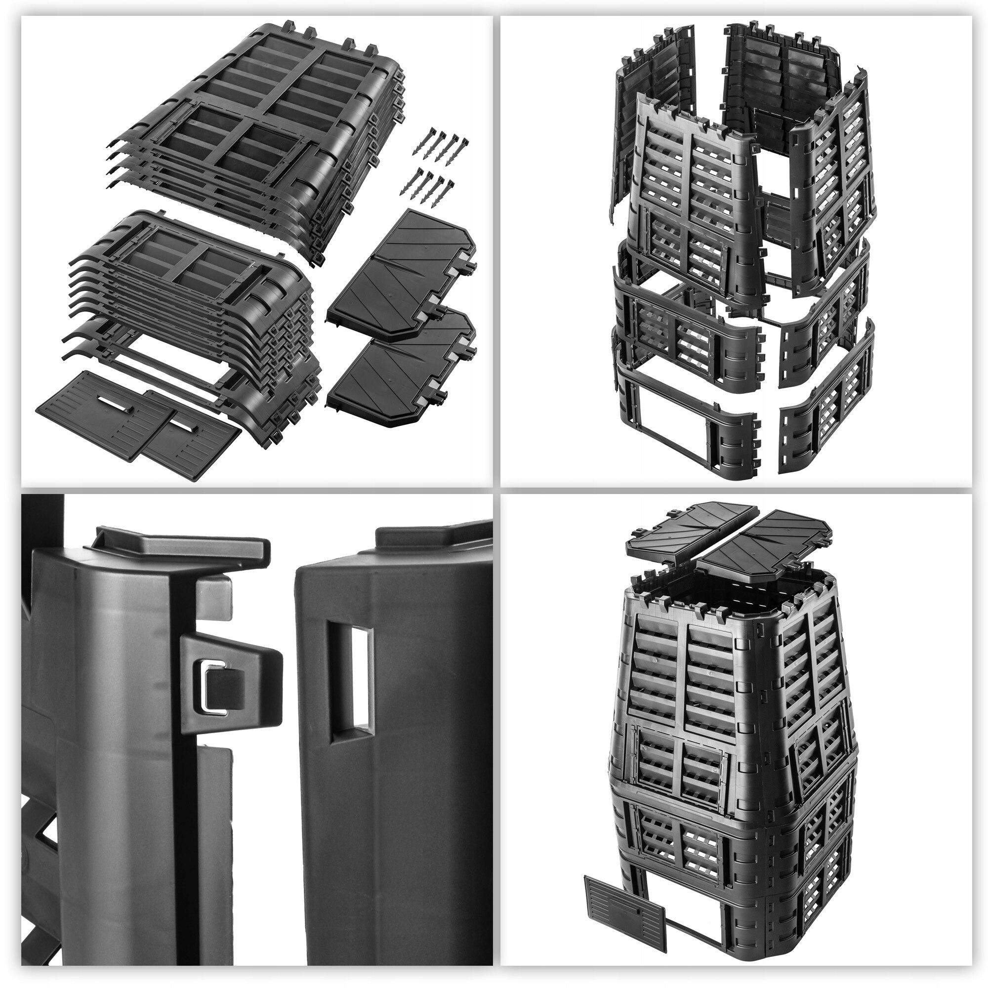 Composter modular, Kadax, 1000L, Negru - eMAG.ro