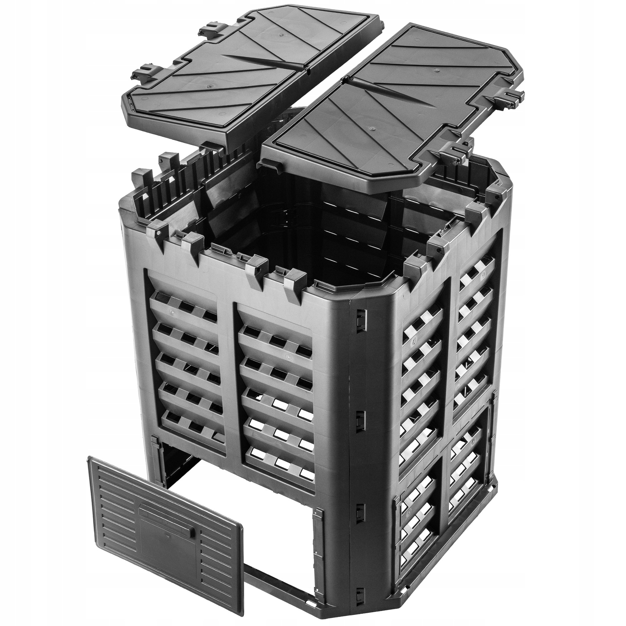 Composter modular, Kadax, Plastic, 360L, Rezistent la inghet, Negru ...