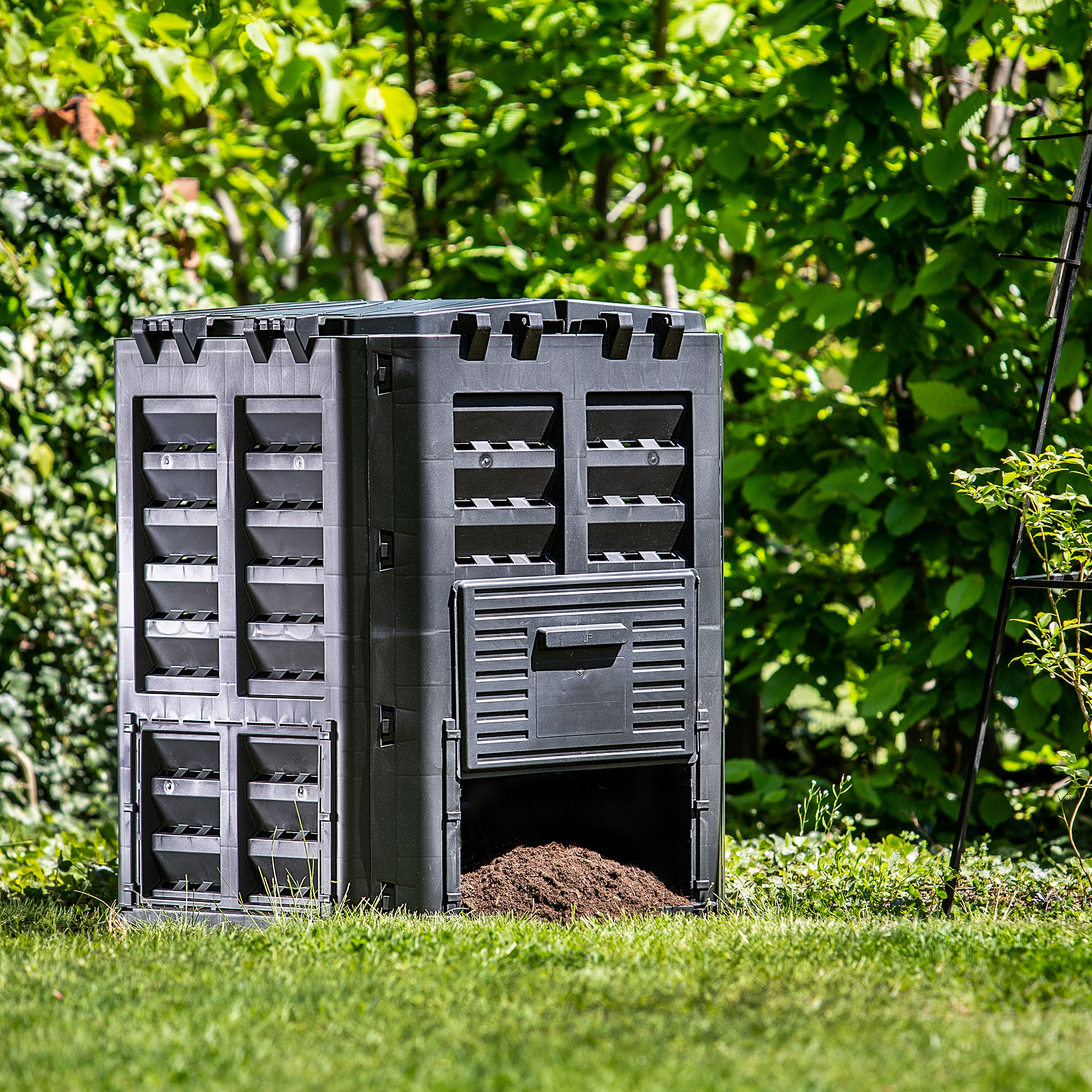 Kadax Compostiera Modulare 1120L - Composter Rapido In Plastica Riciclata Con Coperchio Pieghevole