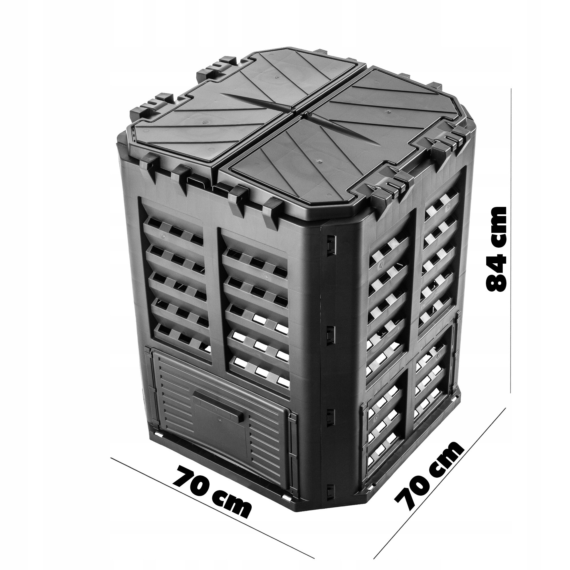 Composter modular, Kadax, Plastic, 360L, Rezistent la inghet, Negru ...
