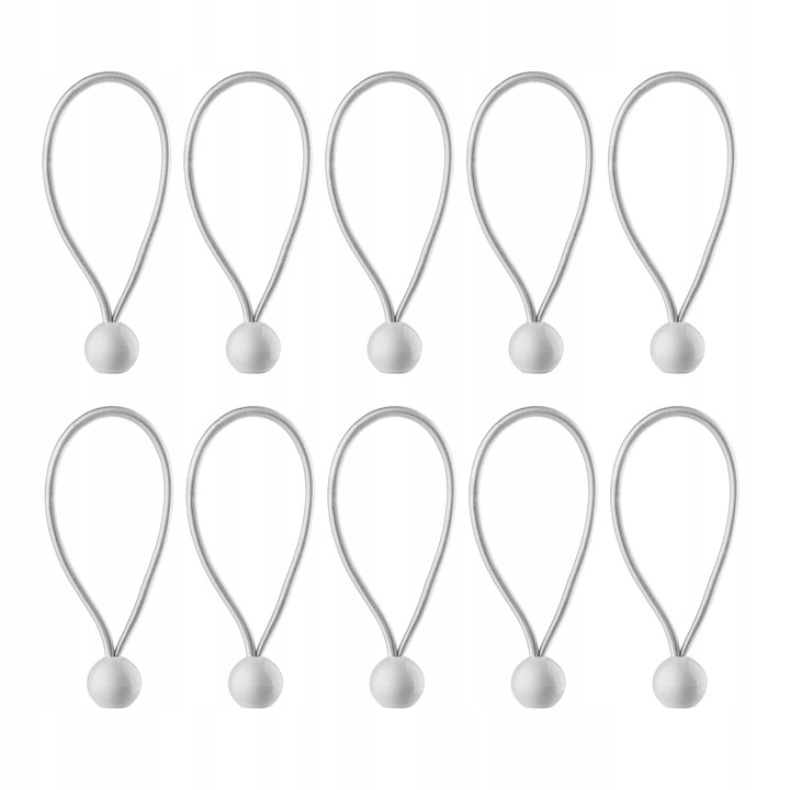 Set 10 benzi de cauciuc/plastic, Kadax, cu minge pentru prelate, alb