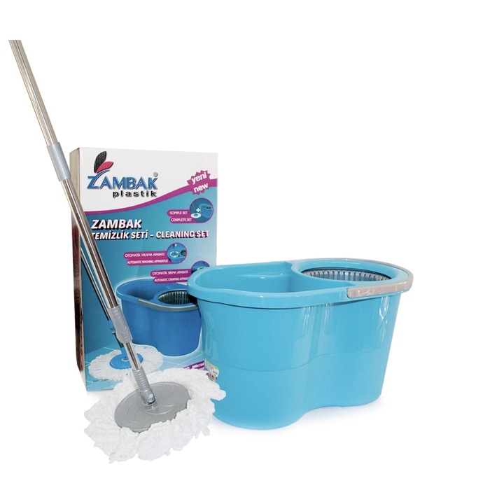 Set Mop rotativ si galeata 9 L cu centrifuga de Zambak ZP188 Albastra
