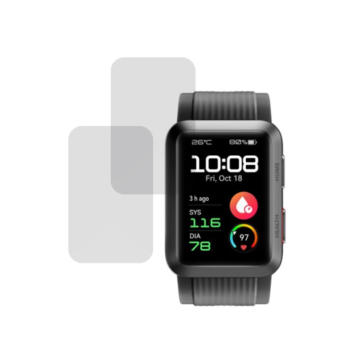 Set 2 x Folie compatibila cu Huawei Watch D, InvisiFlex Full Glue, Silicon hydrogel regenerabil, Anti soc si anti spargeri, SlimLine NanoShield, Transparenta