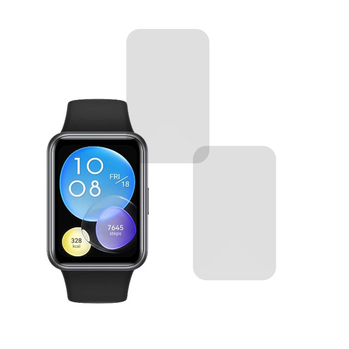 Комплект от 2 x фолио, съвместимо с Huawei Watch Fit, Commando Shield Full Glue, регенерируем силиконов хидрогел, против удар и против счупване, SlimLine NanoShield, прозрачен