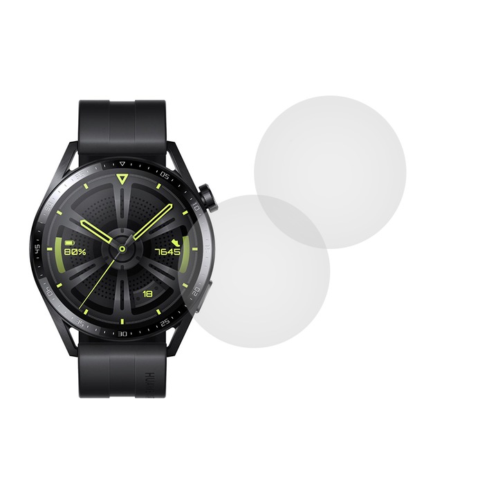 Комплект от 2 фолиа, съвместими с Huawei Watch GT 3 42 mm, Commando Shield Full Glue, Регенерируем силиконов хидрогел, Anti-shock и против счупване, SlimLine NanoShield, Transparent