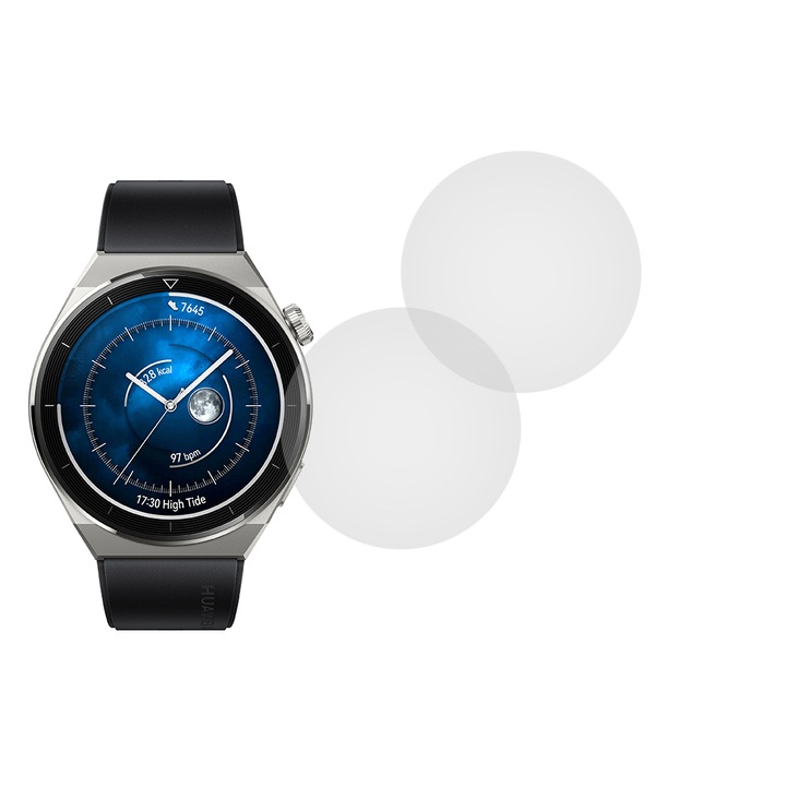Комплект от 2 фолиа, съвместими с Huawei Watch GT 3 Pro 43 mm, Commando Shield Full Glue, Регенерируем силиконов хидрогел, Anti-shock и против счупване, SlimLine NanoShield, Transparent
