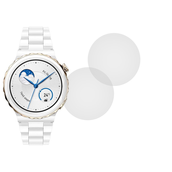 Комплект от 2 x фолио, съвместимо с Huawei Watch GT 3 Pro 46 mm, Commando Shield Full Glue, регенерируем силиконов хидрогел, Anti-shock и против счупване, SlimLine NanoShield, Transparent