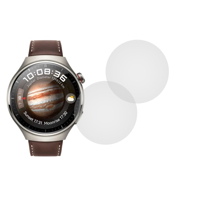 Set 2 x Folie compatibila cu Huawei Watch 4, Comando Shield Full Glue, Silicon hydrogel regenerabil, Anti soc si anti spargeri, SlimLine NanoShield, Transparenta