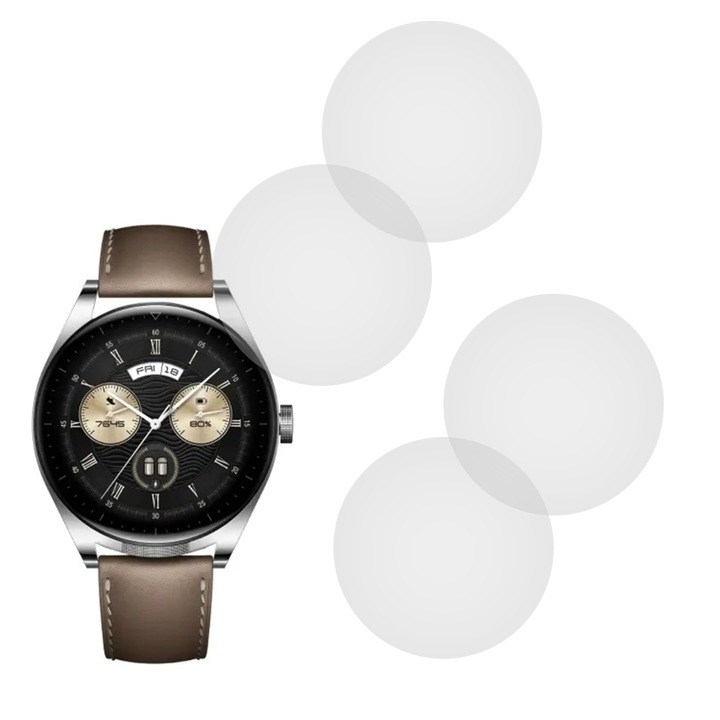 Комплект от 4 фолиа, съвместими с Huawei Watch Buds, Commando Shield Full Glue, Регенерируем силиконов хидрогел, против счупване, SlimLine NanoShield, прозрачни