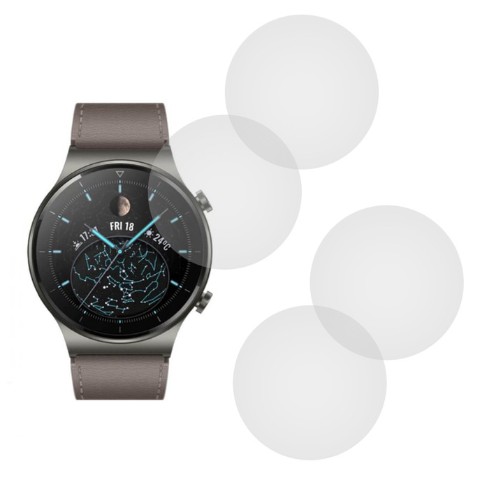 Комплект от 4 фолиа, съвместими с Huawei Watch GT 2 Pro, Commando Shield Full Glue, Регенерируем силиконов хидрогел, Anti-shock и против счупване, SlimLine NanoShield, Transparent