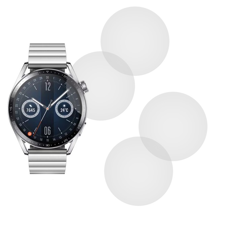 Комплект от 4 фолиа, съвместими с Huawei Watch GT 3 46 mm, Commando Shield Full Glue, Регенерируем силиконов хидрогел, Anti-shock и против счупване, SlimLine NanoShield, Transparent