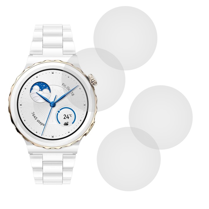 Комплект от 4 фолиа, съвместими с Huawei Watch GT 3 Pro 46 mm, Commando Shield Full Glue, Регенерируем силиконов хидрогел, Anti-shock и против счупване, SlimLine NanoShield, Transparent