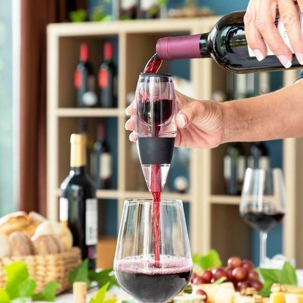 Set decantare vin, include aerator de vin cu filtru, stand si husa de ...