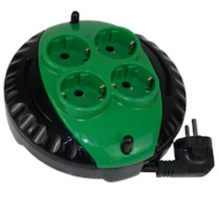 Prelungitor retractabil cu 4 prize si 3 metri lungime