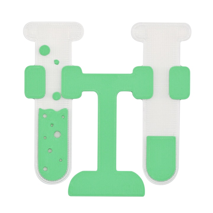 Semn de carte - Chimie - Eprubete, transparent-verde 55x55mm