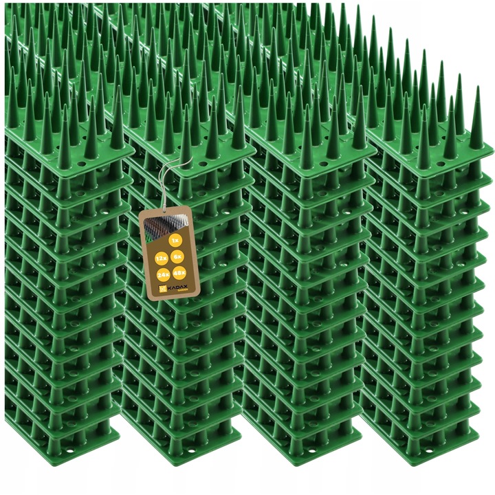 Комплект 48 шипа против птици, Кадакс, Пластмаса, 24 м, Зелен
