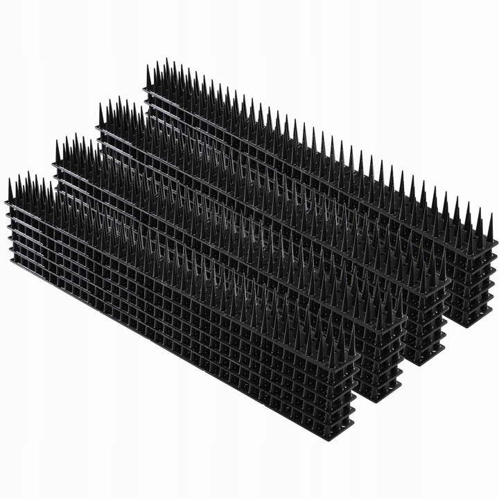 Комплект 24 шипа за прогонване на птици, Кадакс, Пластмаса, 12 м, Черни