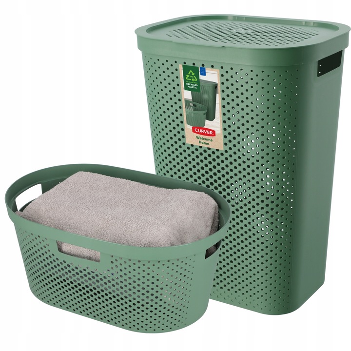 Set 2 cosuri de rufe, Curver, 60+40L, Verde