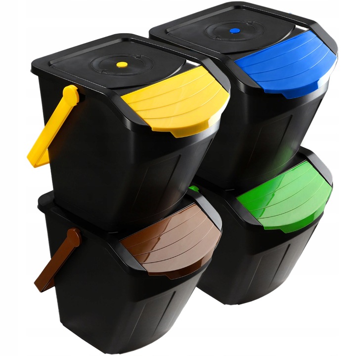Комплект от 4 кошчета за боклук, Kadax, 4x25L, Многоцветни