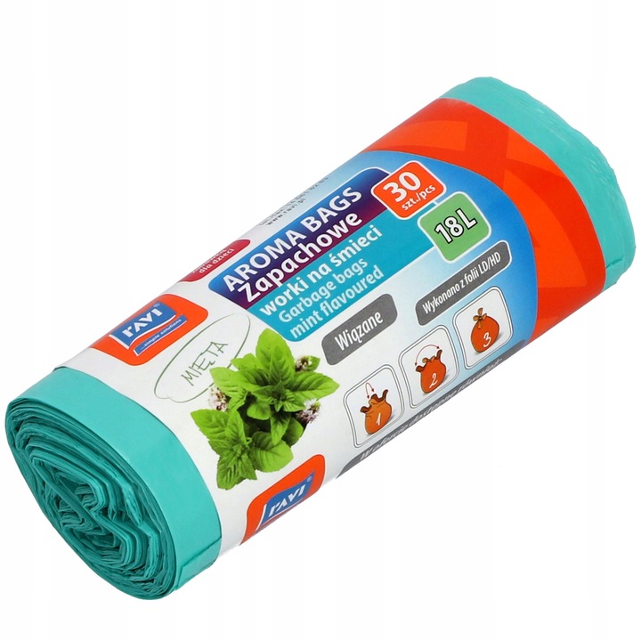 30 db-os tisztítózsákos készlet, Ravi, 18 l, zöld