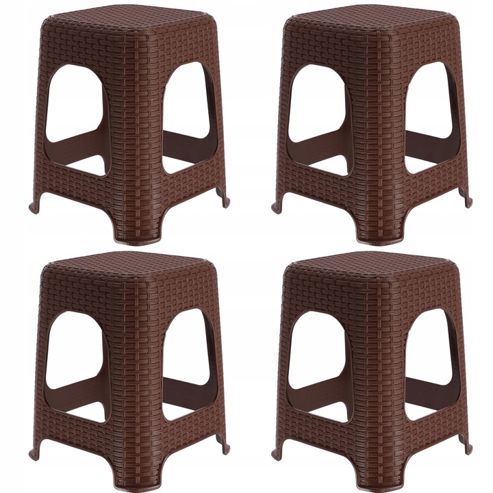 4 db-os székkészlet, Kadax, Rattan, 45 cm, Barna