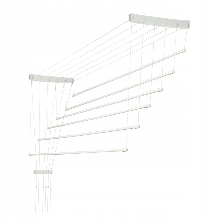 Таванен сушилник за дрехи, KADAX, 6 пръчки, 110 см, Бял