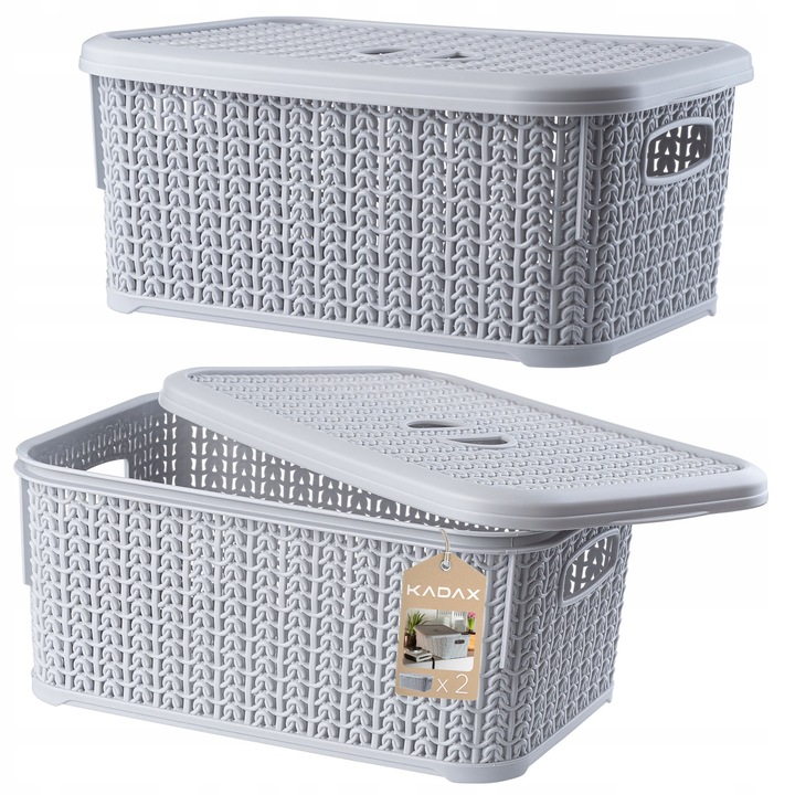 Set 2 cosuri de rufe, Kadax, Plastic, 6 L, Gri