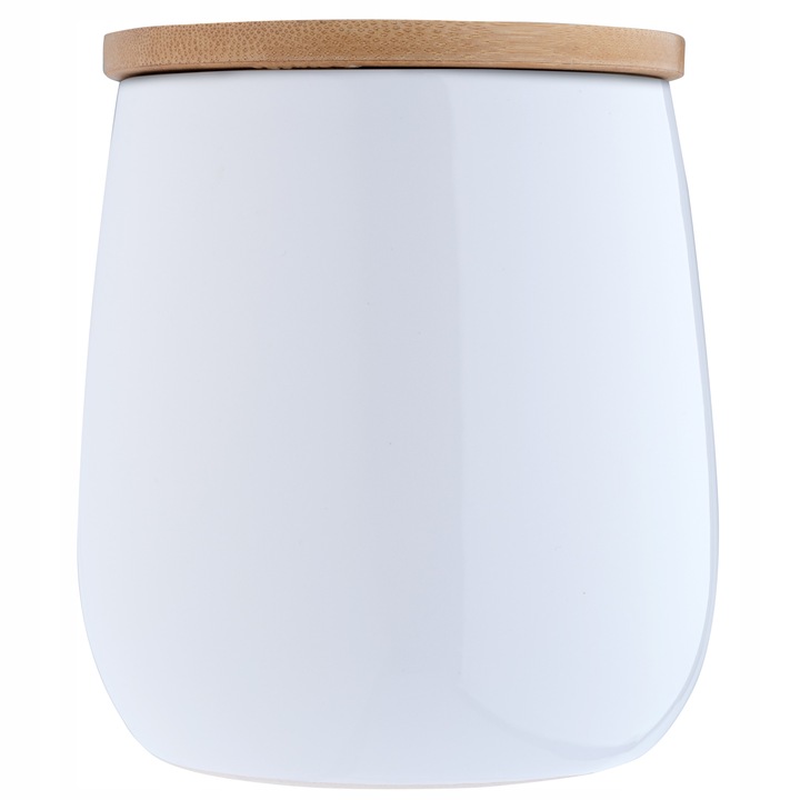 Organizator cosmetic pentru baie, Kadax, Ceramica/Bambus, 9.5x10.8 cm, Alb