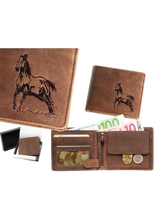 Мъжки портфейл, Wyroby ze Skory, кожа, кафяв