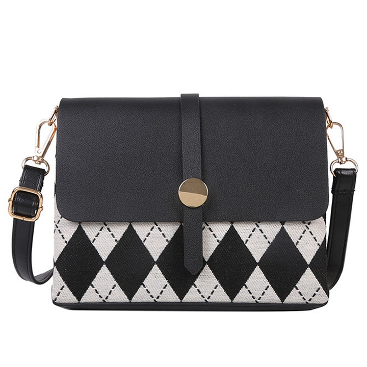 Női crossbody táska, QttvbTna, poliuretán, 20,5 x 15,5 cm, fekete