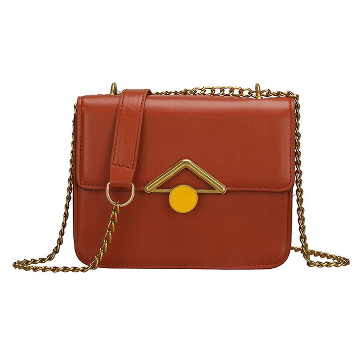 Női crossbody táska, QttvbTna, poliuretán, 18 x 6 x 14 cm, láncpántos modell, barna