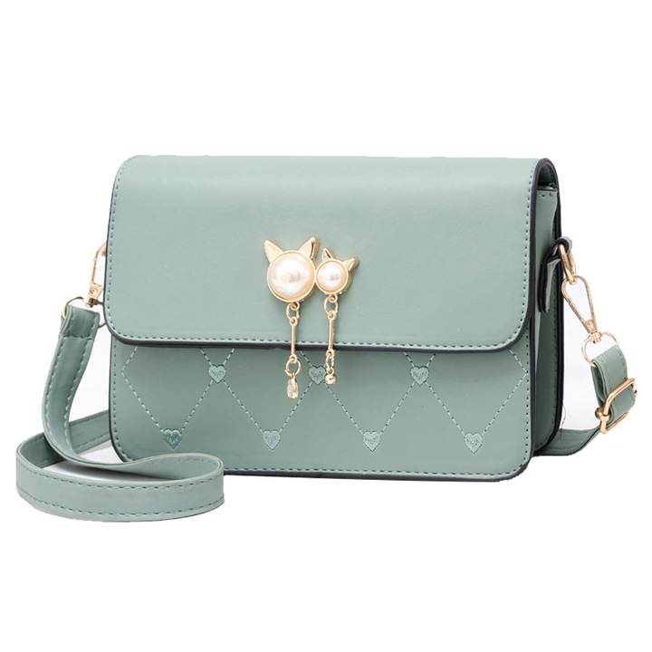 Női crossbody táska, BGHYHYHI, Ökológiai bőr, 21,5 x 16 cm, zöld
