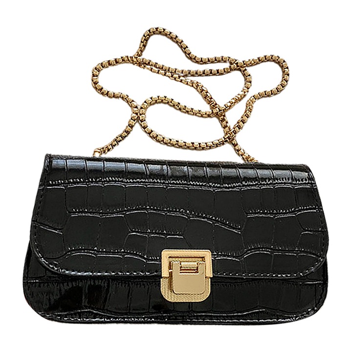 Női crossbody táska, QttvbTna, poliuretán, 22 x 12 cm, fekete
