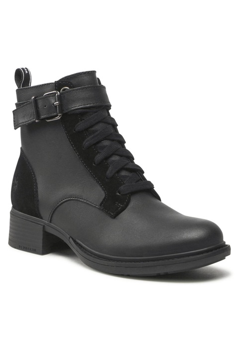 Botine dama, U.S. Polo Assn., 301517290, Piele naturala, Negru, Negru