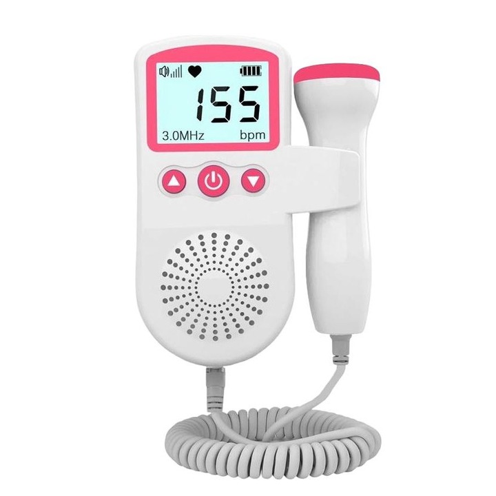 Hordozható ultrahangos magzati pulzusmérő, LCD, fehér
