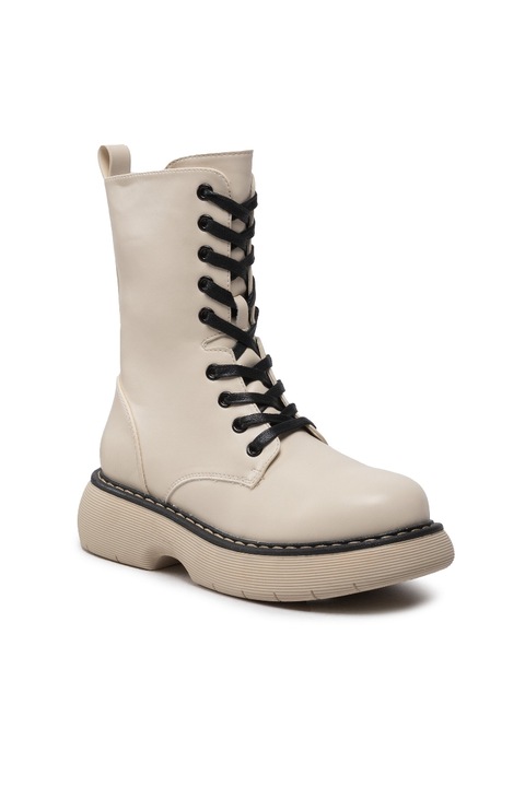 Botine dama, DeeZee, 301728146, Piele ecologica, Bej, Bej