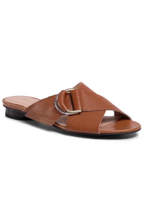 Papuci flip-flop dama, QUAZI, Piele naturala, maro, Maro, 37