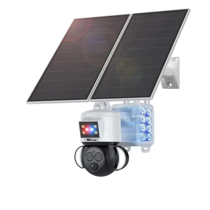 Térfigyelő kamera napelemes töltéssel 4G panel 20W, 6 MP, ZOOM 12X, FullHD, esőtöltés, alkalmazásból forgatható, vízállóság IP 66