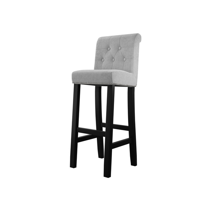 Scaun de bar Piewik, MIRJAN24, negru / gri inchis, 47x42x107 cm