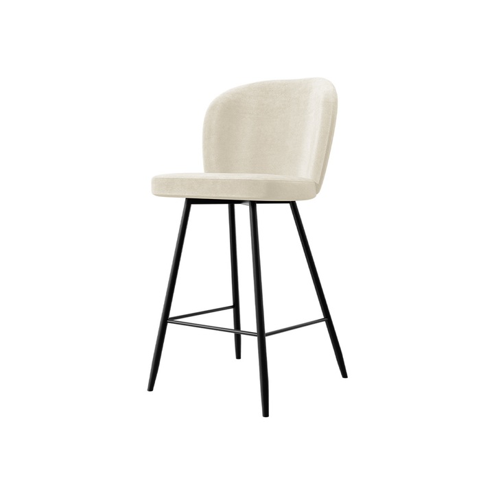 Scaun de bar Perkoz, MIRJAN24, negru / bej, 46x54x109 cm