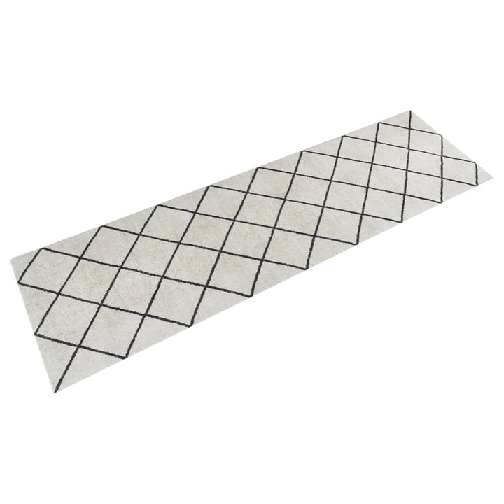 Covor de bucatarie lavabil Square vidaXL, 45x150 cm, catifea, 0.8 Kg
