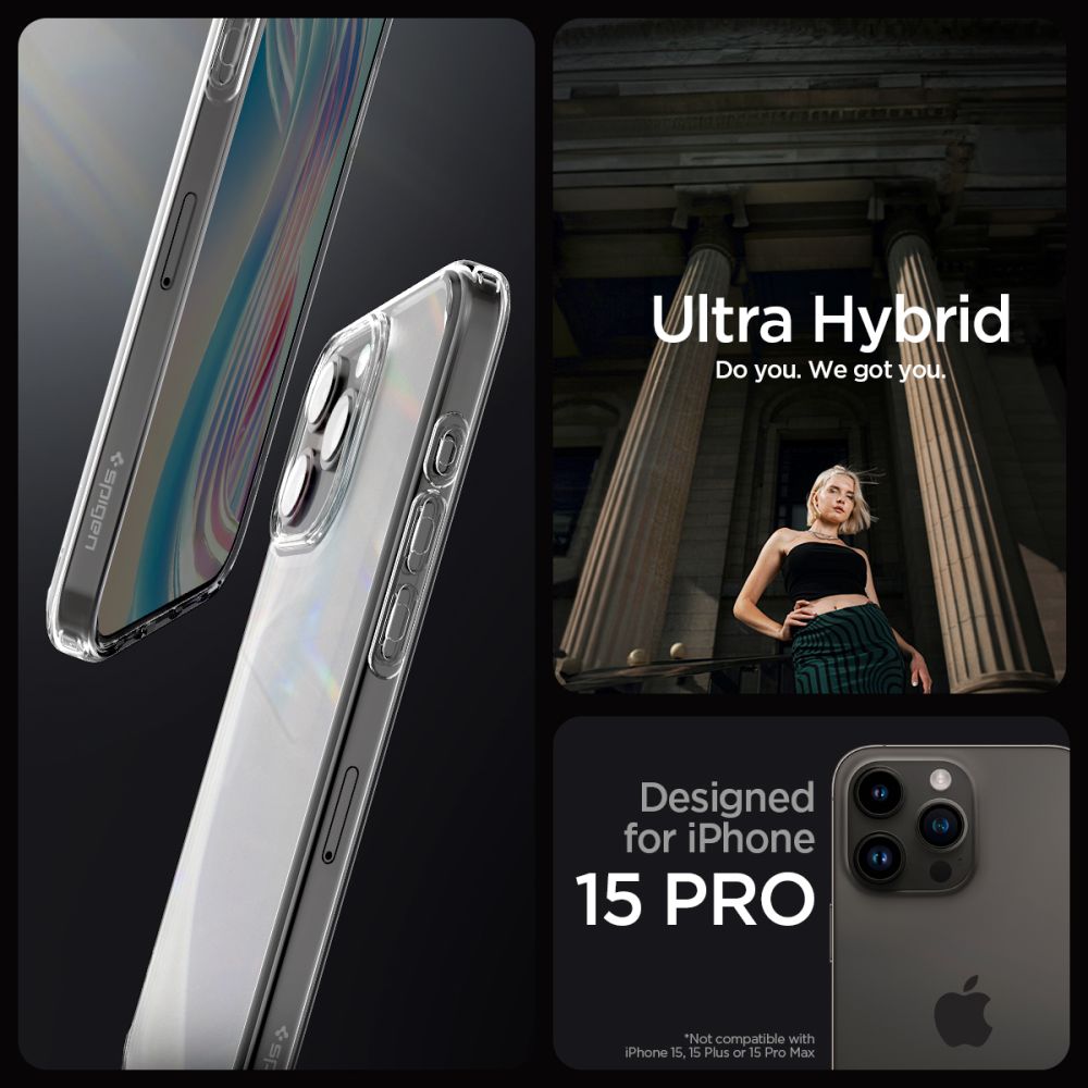 Husa pentru iPhone 15 Pro Max - Spigen Ultra Hybrid - Clear